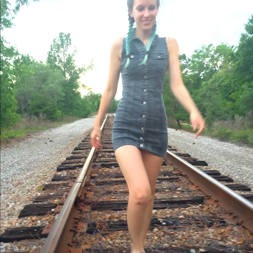 Motel Rocks Denim Dress Small - Picture 3 of 6